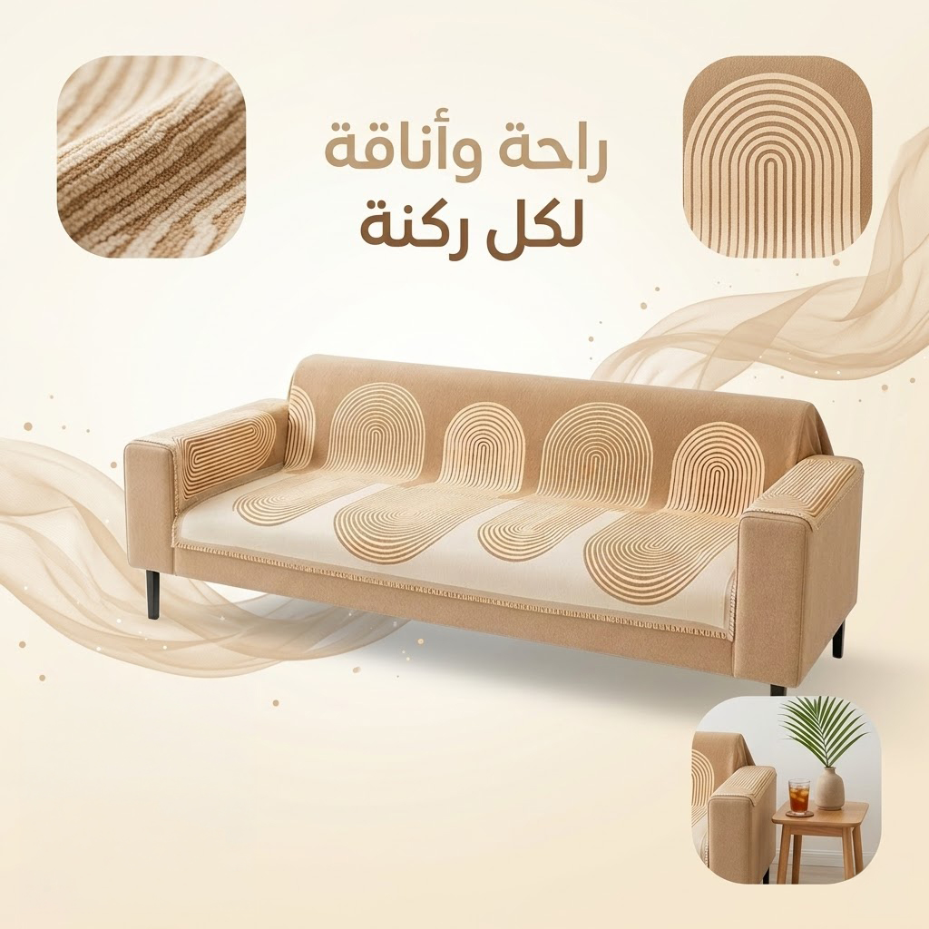 عرض 2 قطعه مفرش كورنر صيفي بوهيمي بيج - الصورة 5