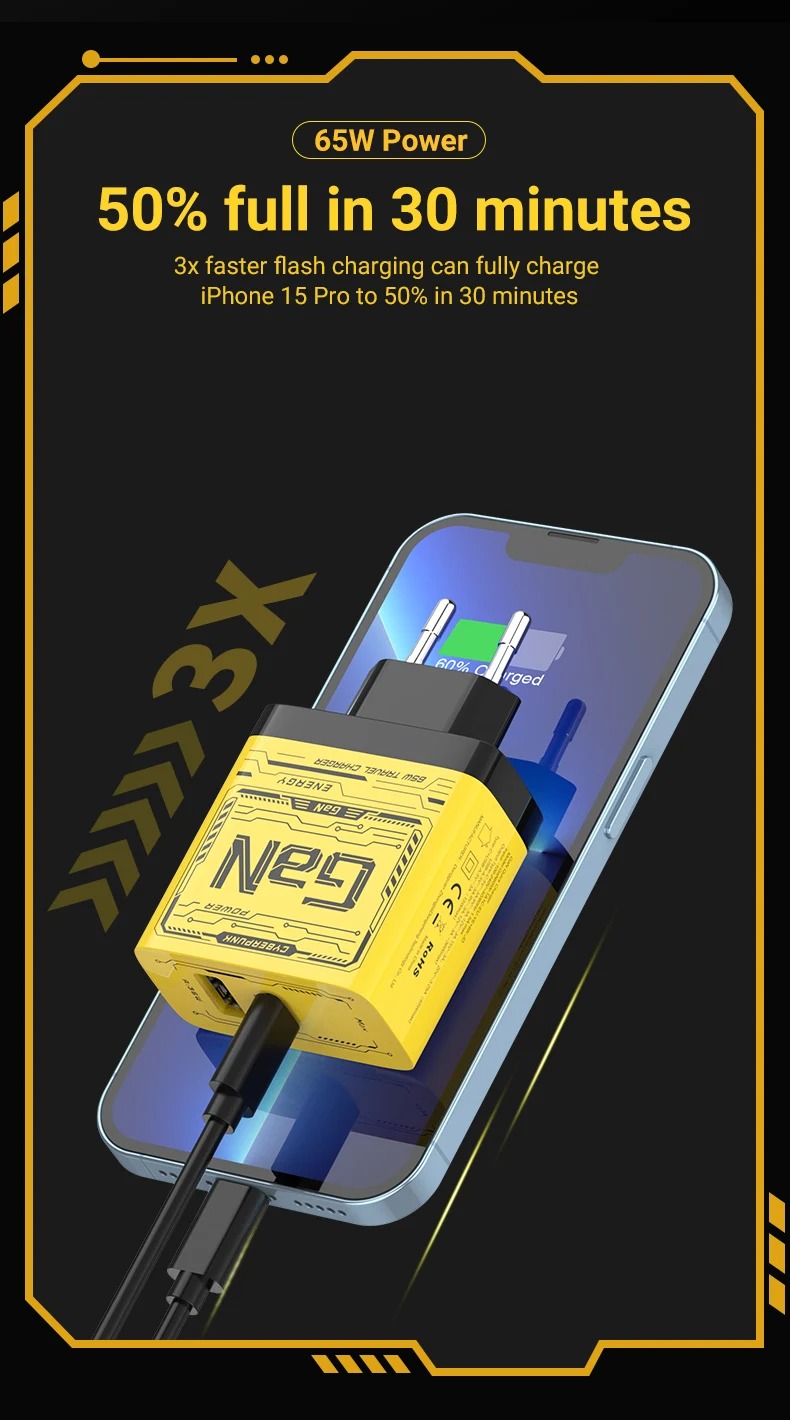 شاحن USB-C بقوة 120 واط – شاحن سريع GaN مع تقنية PD - الصورة 6